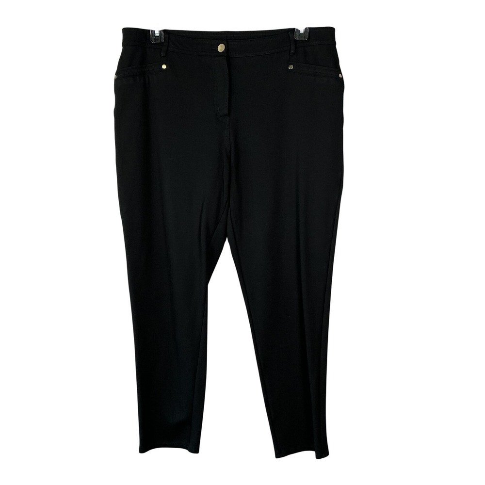 Chico's So Slimming Black Straight Leg Pants Gold Hardware Size 3 Regular US 16